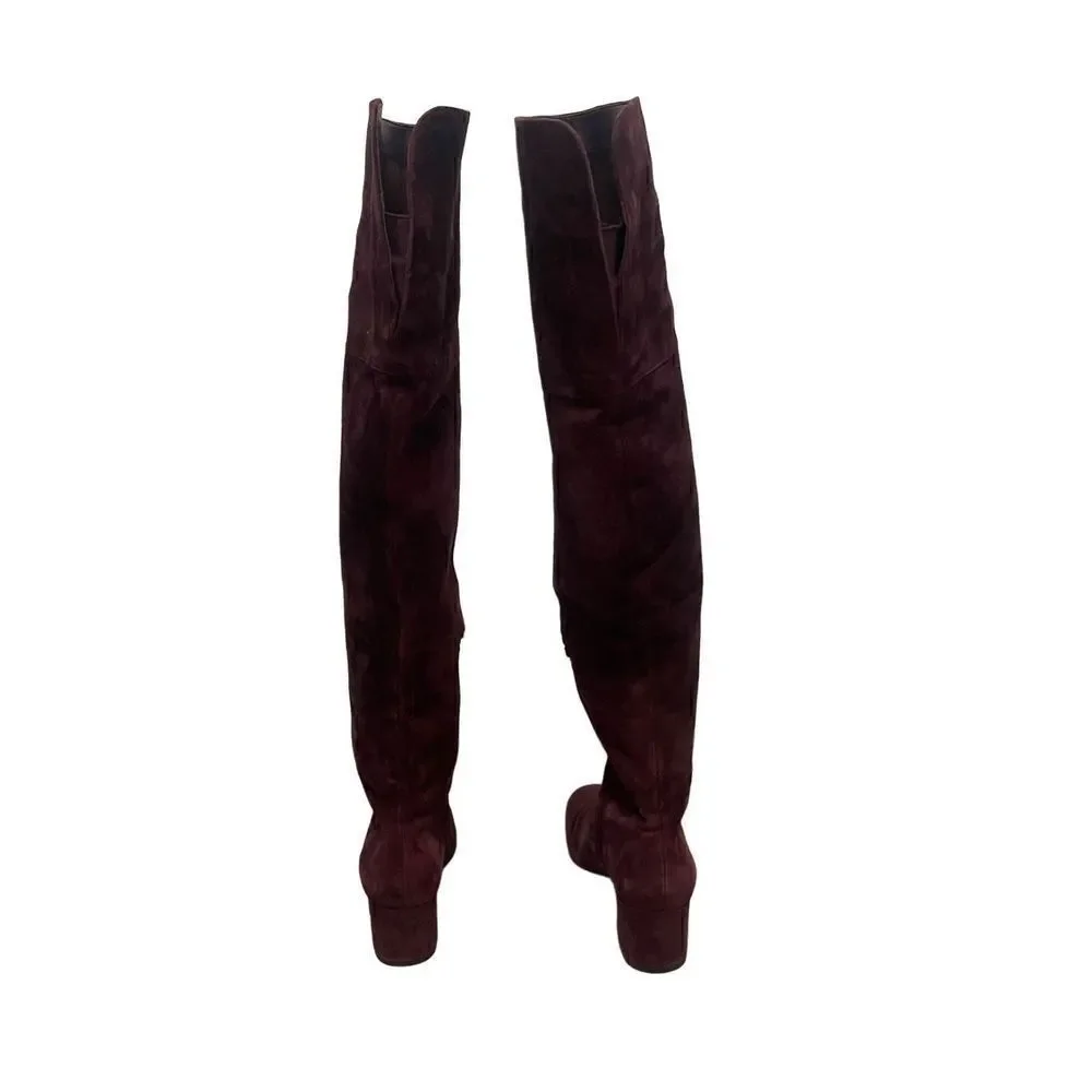 Sam Edelman Elina Burgundy Suede Leather Over the Knee Boots Women’s Size 5